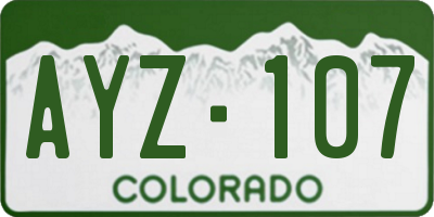 CO license plate AYZ107