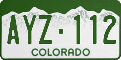 CO license plate AYZ112