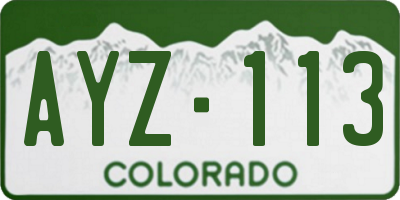 CO license plate AYZ113