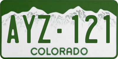 CO license plate AYZ121