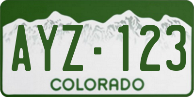 CO license plate AYZ123