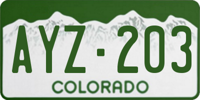 CO license plate AYZ203