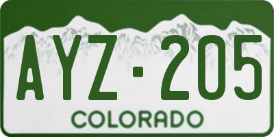 CO license plate AYZ205