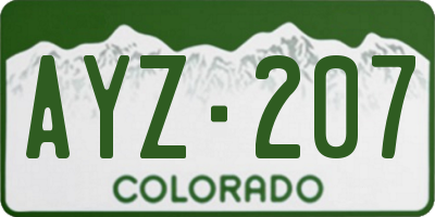 CO license plate AYZ207