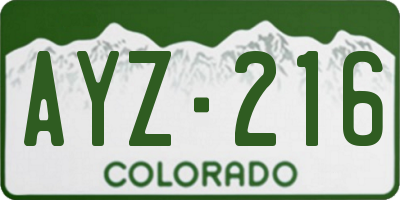 CO license plate AYZ216