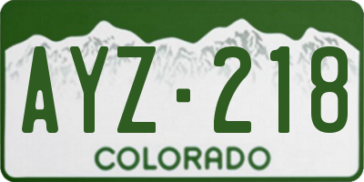 CO license plate AYZ218