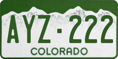 CO license plate AYZ222