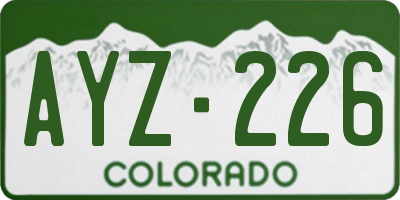 CO license plate AYZ226