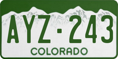 CO license plate AYZ243