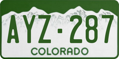 CO license plate AYZ287