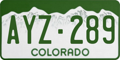 CO license plate AYZ289