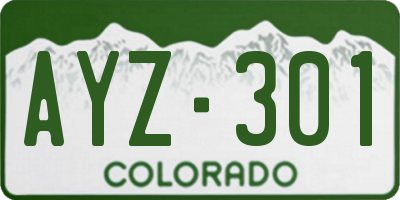 CO license plate AYZ301