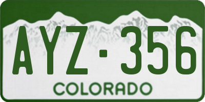 CO license plate AYZ356