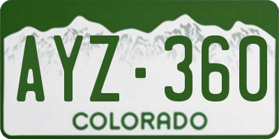 CO license plate AYZ360