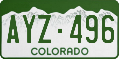CO license plate AYZ496
