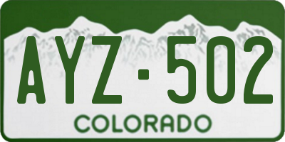 CO license plate AYZ502