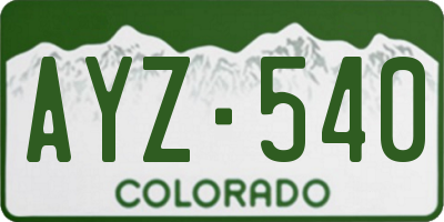 CO license plate AYZ540