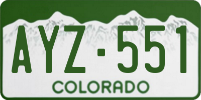 CO license plate AYZ551