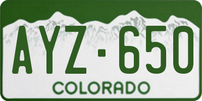 CO license plate AYZ650