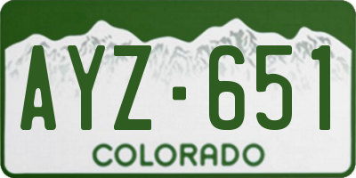 CO license plate AYZ651