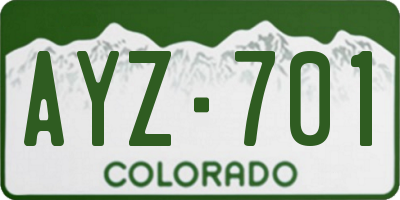CO license plate AYZ701