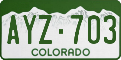 CO license plate AYZ703