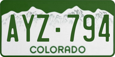CO license plate AYZ794