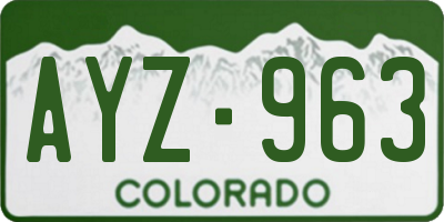 CO license plate AYZ963