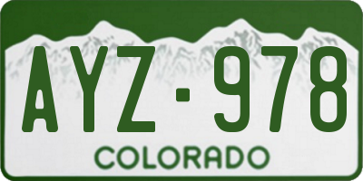 CO license plate AYZ978