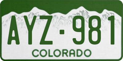 CO license plate AYZ981