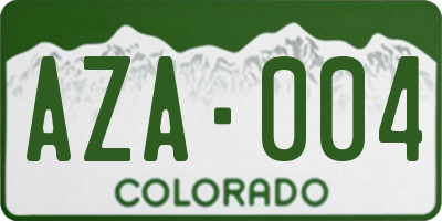CO license plate AZA004