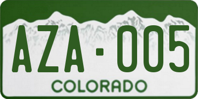 CO license plate AZA005