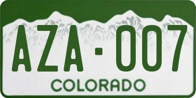 CO license plate AZA007