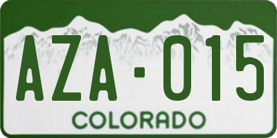 CO license plate AZA015