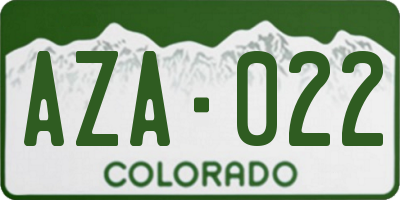 CO license plate AZA022
