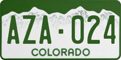 CO license plate AZA024