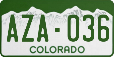 CO license plate AZA036