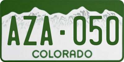 CO license plate AZA050