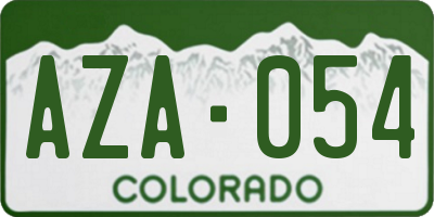 CO license plate AZA054