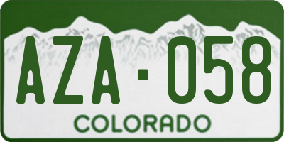 CO license plate AZA058