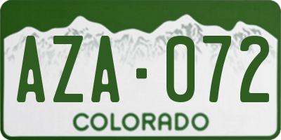 CO license plate AZA072