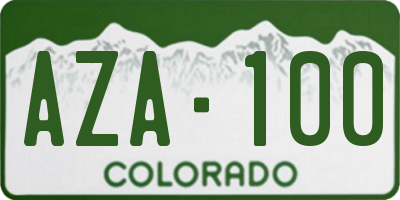 CO license plate AZA100