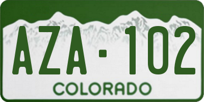 CO license plate AZA102