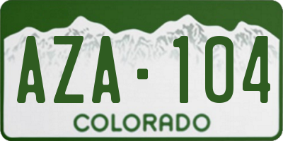 CO license plate AZA104