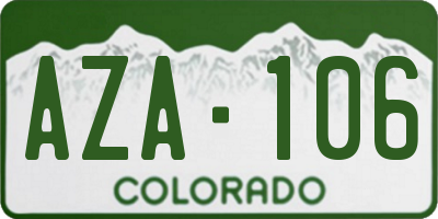 CO license plate AZA106