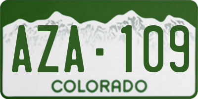 CO license plate AZA109