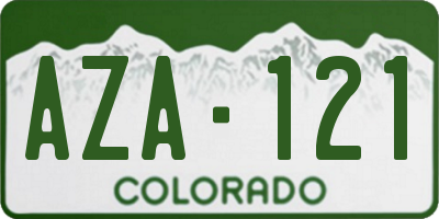 CO license plate AZA121