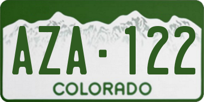 CO license plate AZA122