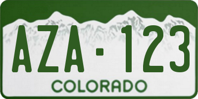 CO license plate AZA123
