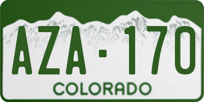 CO license plate AZA170